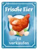 Frische Eier zu verkaufen Metallschild in 15x20 cm mit Huhn Produktbild-Vorschau 1