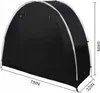 A black bicycle tent with silver trim, showing dimensions. Anteprima dell’immagine prodotto