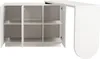 A white L-shaped desk with storage compartments. Podgląd zdjęcia produktu