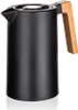 A black kettle with a wooden handle is shown against a white background. Produktbild-Vorschau