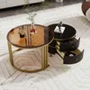 Okrągły stolik kawowy Sweiko 2 w 1 z MDF, stolik boczny z 1 Podgląd zdjęcia produktu 3