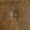 A close-up view of brown faux leather upholstery with a button tufted detail. Produktbild-Vorschau