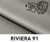 A close-up of grey velour fabric with marketing icons indicating cleaning and water resistance. Produktbild-Vorschau