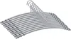A stack of silver metal clothes hangers on a white background. Produktbild-Vorschau