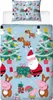 A close-up view of a blue Peppa Pig themed duvet cover and pillowcase set with a Christmas design. Náhled obrázku produktu