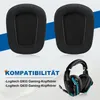 Product image showing replacement ear pads for a gaming headset, with compatibility information and a picture of the headset. Produktbild-Vorschau