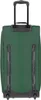 The back view of a green rolling suitcase with black handles and wheels. Produktbild-Vorschau