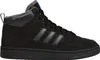 A single black Adidas sneaker with gray stripes and a blue accent on the tongue, shown from the side against a white background. Podgląd zdjęcia produktu