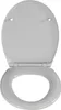 A top-down view of a white toilet seat and lid, both open. Produktbild-Vorschau