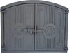 A gray cast iron oven door with decorative elements and a latch. Náhľad obrázku produktu