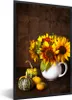 MuchoWow® Gerahmtes Poster Kürbisse - Sonnenblumen - Herbst Produktbild-Vorschau 1