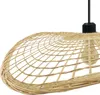 A close-up view of a woven pendant lamp. Produktbild-Vorschau