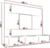 A diagram showing the dimensions of a wall unit for a living room. Produktbild-Vorschau