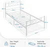 A diagram of a white metal bed frame with dimensions indicated by measurement lines and text. Produktbild-Vorschau