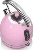 A pink retro electric kettle with a silver handle and base, shown on a white background. Produktbild-Vorschau
