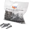 A bag of tile leveling system wedges and clips, with some loose wedges in the foreground. Produktbild-Vorschau