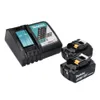 A black Makita battery charger with two Makita 18V batteries. Produktbild-Vorschau