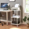 A home office setup with a desk, computer, printer, and a rolling printer stand. Voir les images du produit