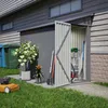A garden shed with tools and plants in front of a house. Produktbild-Vorschau