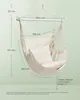 A cream-colored hanging chair with dimensions indicated by measurement lines and text. Náhled obrázku produktu