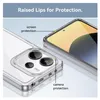 A close-up marketing image showing a transparent phone case with raised lips for screen and camera protection. Anteprima dell’immagine prodotto
