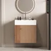 A bathroom vanity with a sink and mirror. Podgląd zdjęcia produktu