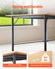 A close-up view of a desk's legs and underside, with promotional text overlays. Voir les images du produit