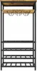 A freestanding wine rack with a wooden top and shelf, and metal racks for bottles and glasses. Podgląd zdjęcia produktu