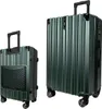 Two green suitcases of different sizes are displayed against a white background.