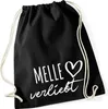 Huuraa Turnbeutel Melle verliebt 12 Liter Black Baumwolle Produktbild-Vorschau 1