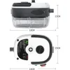 Two views of a white and gray portable steam cleaner with dimensions indicated. Náhled obrázku produktu