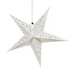 A white paper star lantern with cutouts of stars and moons, suspended by a string. Podgląd zdjęcia produktu