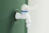 A close-up shot of a white plastic water tap attached to a green surface. Produktbild-Vorschau