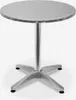 A silver round table with a four-legged base is shown against a white background. Voir les images du produit