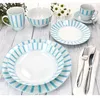 Split turkusowe paski 6x talerz obiadowy Ø27cm porcelana 6 Podgląd zdjęcia produktu 6