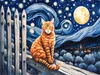CALVENDO Puzzle Aquarell Katze unterm Nachthimmel | 1000 Produktbild-Vorschau 3