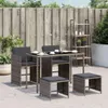 vidaXL 5-tlg. Garten-Essgruppe mit Kissen Grau Poly Rattan Produktbild-Vorschau 2