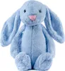 A blue plush bunny toy is sitting upright against a white background. Podgląd zdjęcia produktu