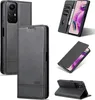 A collage of images showing a black leather phone case for a Xiaomi Redmi Note 12S.