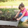 A young girl is gardening in a raised garden bed. Produktbild-Vorschau