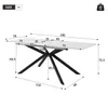 A diagram showing the dimensions of a rectangular dining table with a white top and black X-shaped legs. Náhled obrázku produktu