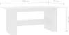 A white dining table with dimensions indicated by measurement lines and text. Produktbild-Vorschau