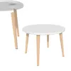 Two round white tables with light wood legs are shown against a white background. One table is in the foreground, and the other is partially visible in the background. Produktbild-Vorschau