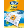 The image shows the packaging of Swirl S64 vacuum cleaner bags, highlighting features like MicroporPlus filtration and Dirtlock. Anteprima dell’immagine prodotto