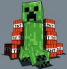 A Minecraft Creeper character is surrounded by stacks of TNT blocks. Produktbild-Vorschau