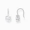 A pair of silver earrings with clear stones, presented on a white background. Produktbild-Vorschau