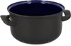 A black enamel pot with a blue interior and two handles, shown from a side-angle against a white background. Podgląd zdjęcia produktu