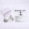 A product shot of a thermostatic actuator for underfloor heating, along with its packaging and instruction manual, set against a white background. Produktbild-Vorschau