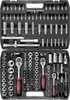 A black toolbox filled with various tools, including sockets, ratchets, and bits. Voir les images du produit