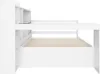 A side view of a white wooden loft bed with drawers and shelves. Podgląd zdjęcia produktu